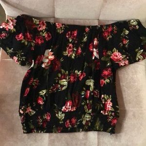 Off the shoulder floral crop top